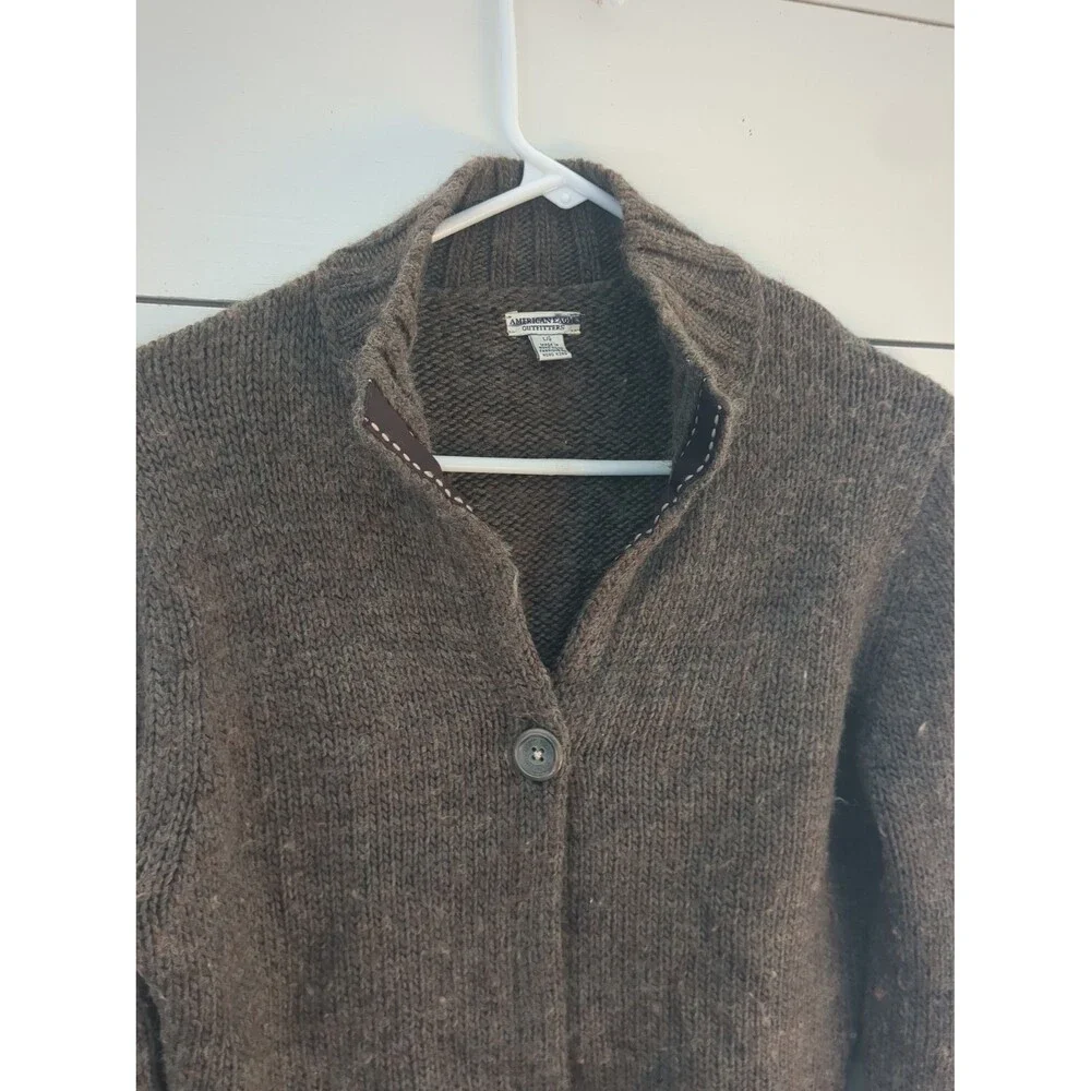American Eagle Brown cardigan one button cropped wool blend winter fall